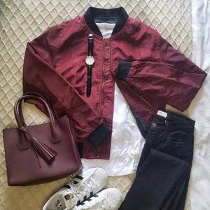 Burgundy Bomber Jacket